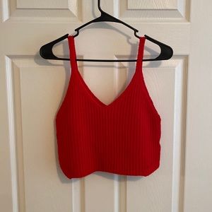 Red Wool Crop Top